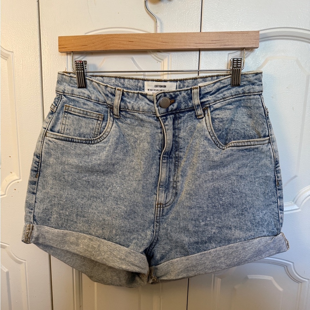 Cotton On High Rise Classic Stretch Denim Short size 8 Bells Blue